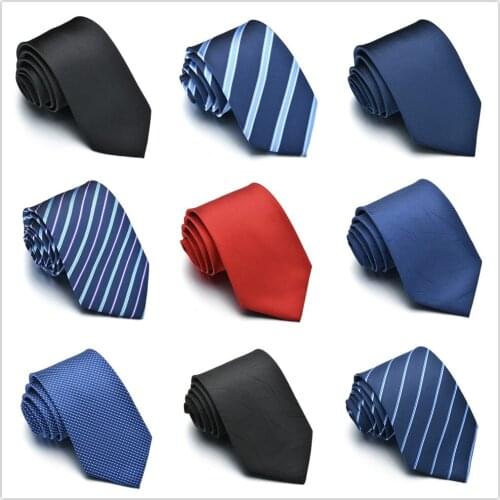 Tie for Men Cassic Slim Tie Solid Necktie Polyester Narrow Cravat Royal Blue Black Red Stripe Wedding Party Formal Ties Fashion