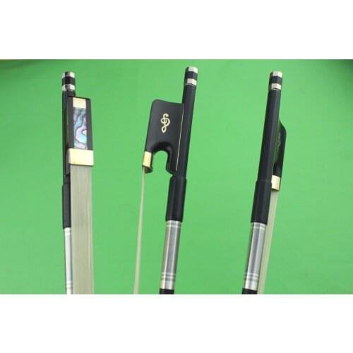 New high quality black 4/4 Carbon fiber cello bow Ebony Frog white horse hair