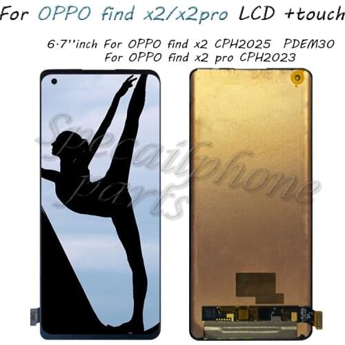 Original Supor Amoled 6.7” For Oppo Find X2 / x2 pro LCD Display Touch Screen Digitizer Assembly Replacement