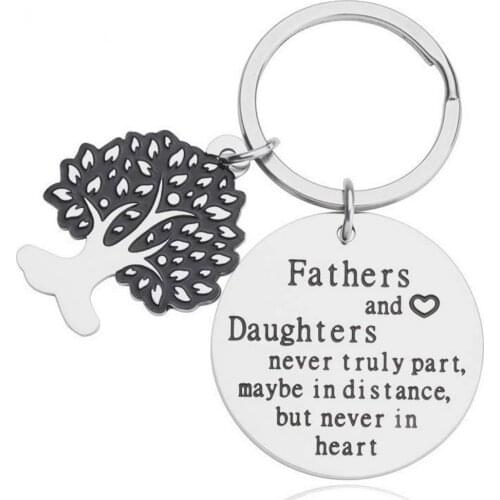 Father Mothers Day Gifts Keychain for Dad Mom from Daughter Birthday Wedding Stainless Steel Key Ring Tag Bonding Parting Gifts
