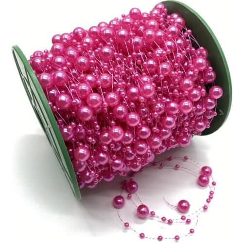 5Yards 3+8mm Fishing Line Artificial Pearls Flower Beads Chain Garland Flowers Wedding Party Decoration Diy Accessories #S10s17