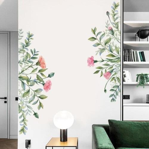 Plant Flower Leaves Self Adhesive Wall Sticker Home Living Room Background Decal Wall Stickers