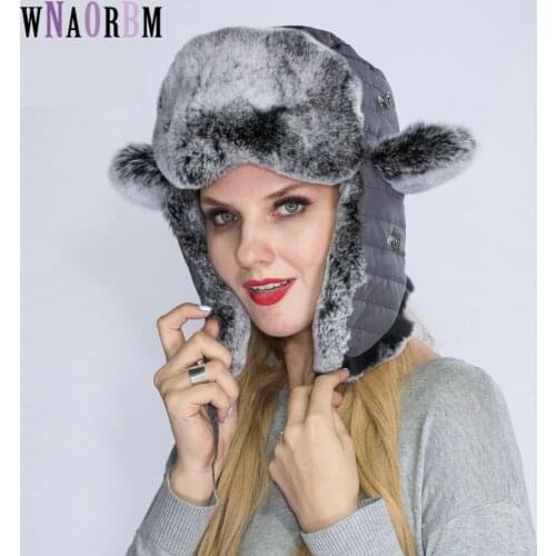 Rex rabbit fur hat parent-child hat down rabbit double warm hat must-have leather hat outdoor sports cap russia