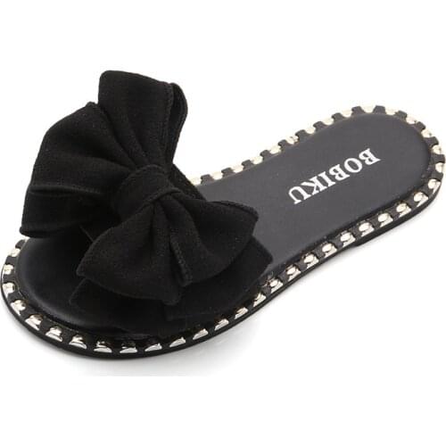 Children Slippers Girls Casual Sandals Summer Big Kids Fashion Sweet Bow Flip-flops Non-slip For Kids Comfortable Beach Shoes