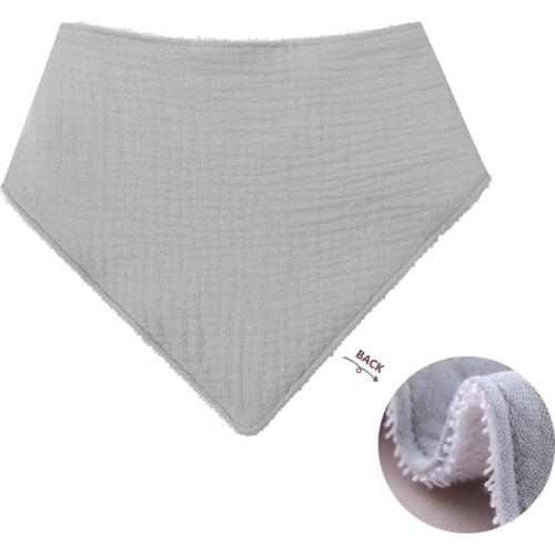 K1KC Baby Feeding Drool Bib Solid Color Snap Button Saliva Towel Soft Cotton Triangle Burp Cloth for Newborn