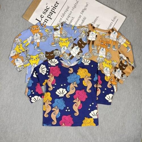 BOBOZONE SEAHORSES Sports cat printing long-sleeve T-SHIRT for kids boys girls