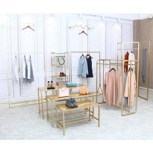 Clothing store in the island rack, landing double row nano-gold womens clothing store clothing rack, display rack