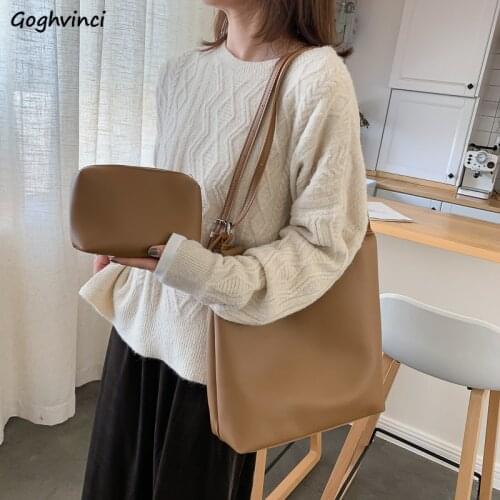 Shopping Bags Women PU Large Capacity Elegant Fashion Chic Solid Simple Daily Shopper Office Vintage Ulzzang Female Stylish New