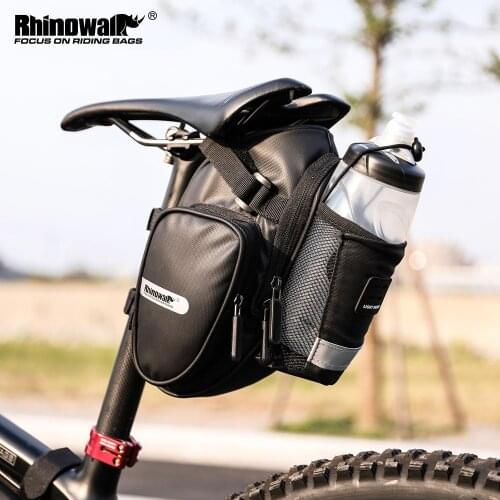 Rhinowalk Bike Saddle Bag With Water Bottle Pocket Waterproof For Refletive Large Capatity Rear Seatpost MTB Bike Bag Accessorie