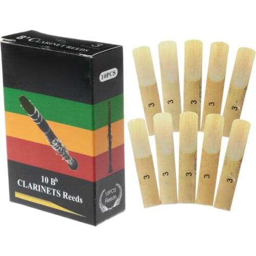 10pcs/set Bb Clarinet Reeds Traditional Bamboo Reed Strength 2.0 / 2.5 / 3.0 54DE