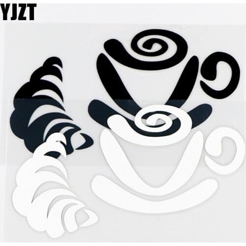 YJZT 14.3×8.2CM Croissant And Coffee Fashion Car Body Modified Vinyl Decal Car Stickers Black/Silver 20B-0012