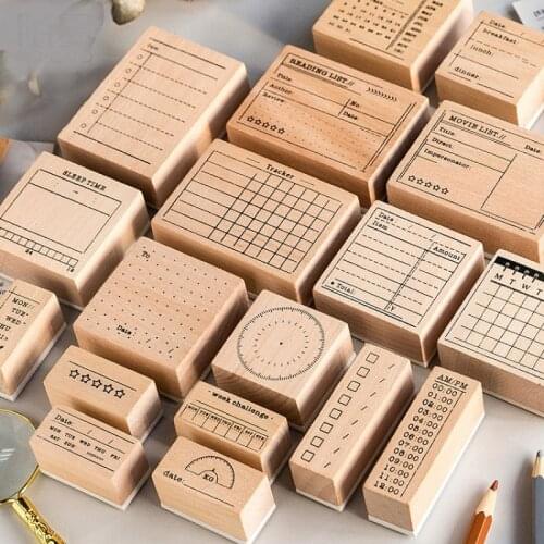 Record Memo To Do List Plan Stamp DIY Wooden Rubber Scrapbooking Material Circle Check Standard Notebook Diary Decoration