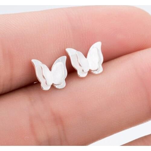 The lovely Silver Color Prevent Allergy Butterfly Stud Earrings Womens Fashion Jewelry And Korean Earrings Party Gifts