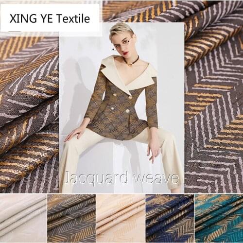 Gold Silver Yarn-dyed Jacquard Fashion Fabric Light Luxury Spring Autumn Womens Dress Material by Meter Cloth Sewing