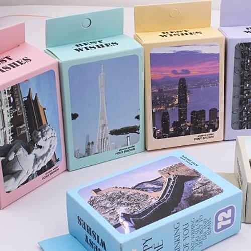 1 set Creative Scenery Postcard Vintage 72 pieces Greeting Cards Sets Birthday Gifts Card Message Memos Supplies (ss-1740)
