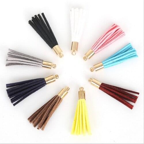 10pcs/lot 35mm mini velvet flower tassel for earrings jewelry making diy charm fabric tassel gold cap charms jewelry accessories