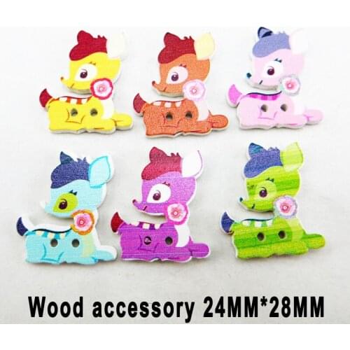 25PCS Love Cat Buttons 2 Holes Cartoons Wood Sewing Skirt Dog Button Scrapbook Charms WCF-477