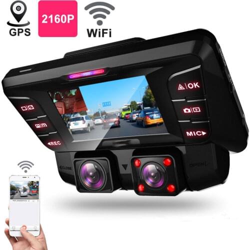4K GPS WiFi Dual Lens Full HD 1080P + 1080P Car DVR Video Recorder Sony Sensor Night Vision WDR Dual Camera 170 Degree Dash Cam
