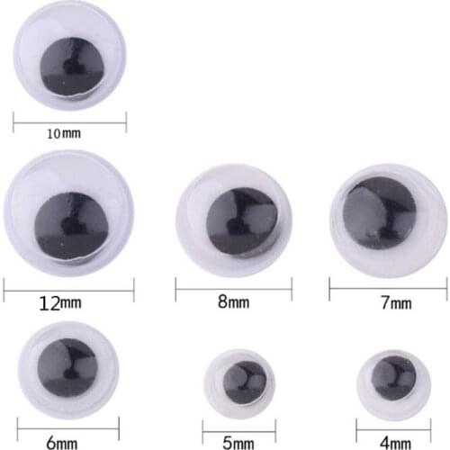 Universal 700Pcs 4/5/6/7/8/10/12mm Total Mixed Googly Eyes Self-adhesive DIY Scrapbooking for teddy bear Stuffed Toy Doll