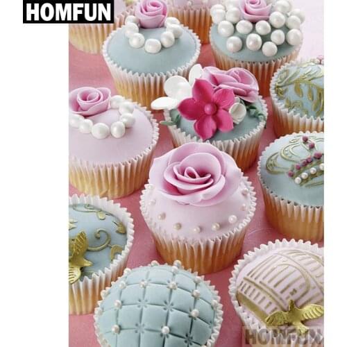 HOMFUN Full Square/Round Drill 5D DIY Diamond Painting "Cake dessert" Embroidery Cross Stitch 5D Home Decor Gift A04015