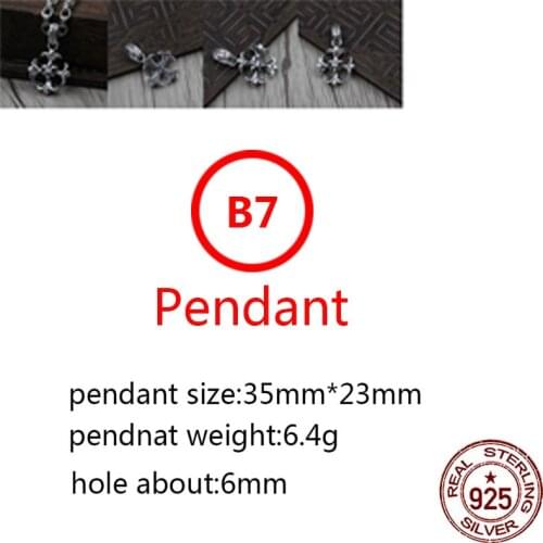 B07 925 sterling silver pendant unique personality wild retro couple pendant punk hip-hop style cross flower anchor shape hot