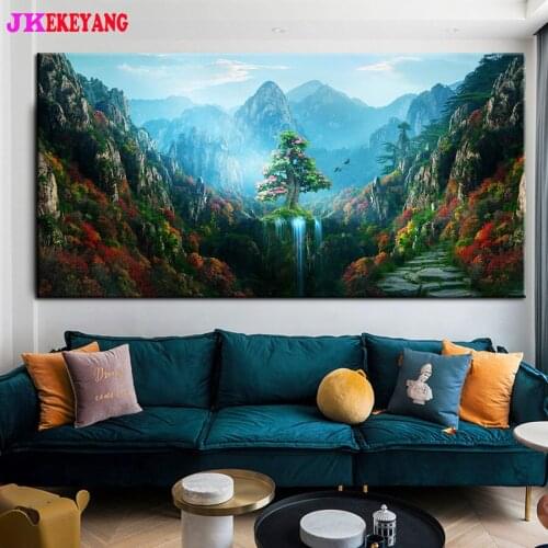 Large 5D Diy diamond painting Natural scenery tree mountain Diamond Mosaic Rhinestone Embroidery cross stitch Y4572