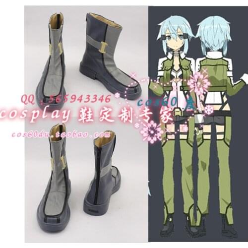 Sword Art Online Asada Sinon Cosplay Boots Toku Shoes S008