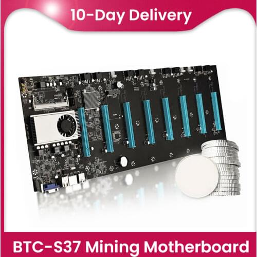 BTC-S37 Mining Motherboard CPU Set 8 Miner Video Card Slot Memory Adapter Integrated VGA Interface Low Power Consumption