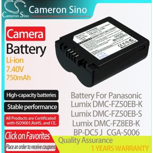 CameronSino Battery for Panasonic Lumix DMC-FZ50EB-K DMC-FZ50EB-S DMC-FZ8EB-K DMC-FZ30-K fits Leica BP-DC5-E camera battery