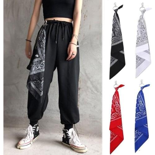 Punk Hip hop Pants Chain with Square scarf Men Women Big Ring Key Chain Keychain Jeans Trousers Unisex Fashion Jewelry Gift