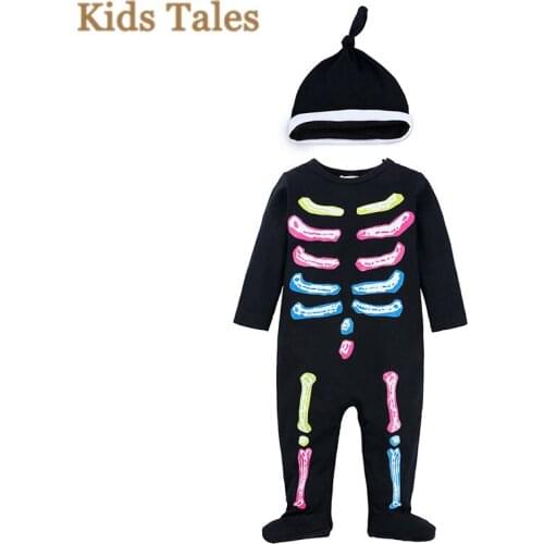 Infant baby halloween rompers color Bone Print Romper costume Toddler Baby Boys Romper with hat 2pcs Jumpsuit Outfits PQ171