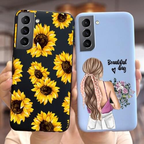 For Samsung S21 Plus 5G Case S21 Ultra Cute Fashion Sunflowers Cover For Samsung Galaxy S21+ 5G S 21 Plus Ultra Phone Cases Bags