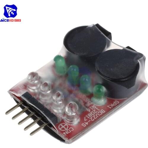 Diymore 2S 3S 4S Lipo Battery Low Voltage Detector Alarm Buzzer Module Battery Protection Board with LED DC 7.4V -14.8V for RC