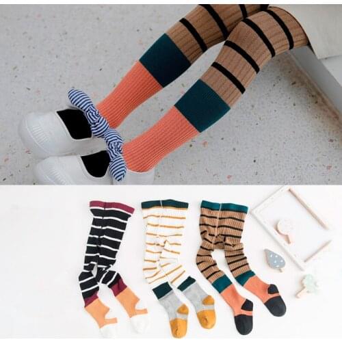 Pantyhose for baby girl tights kid girls toddler girl tights leg warmers cotton striped colorblock striped girls spring fashion