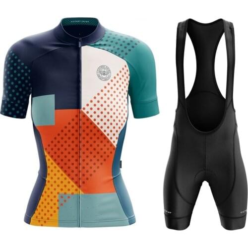 Victory Chimp Team Cycling Suit Women Short Sleeve Jersey With Bib Shorts Breathable Gel Pad Shorts Riding Kit Tuta Da Ciclista
