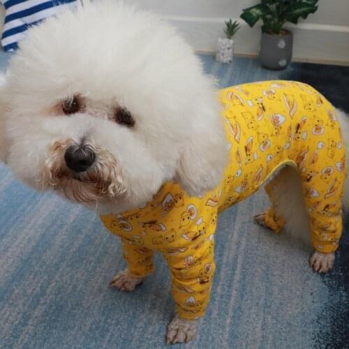 Pet Dog Jumpsuit Thin Puppy Clothes 100%Cotton Printed Overalls For Small Dogs Stretchy Pajamas Chihuahua Poodle Bottoming Shirt