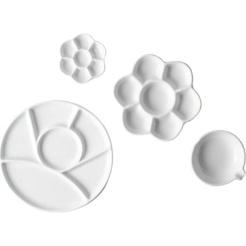 Round Flower Ceramic Palette For Watercolor Gouache Painting Plum Flower Palette Art Supplies