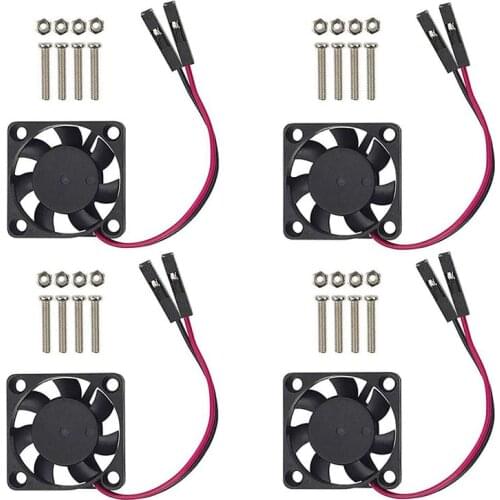 4PCS Brushless CPU Cooling Fan Heatsink Cooler Radiator 3.3V 5V for Raspberry Pi4 Pi3 B+, Pi 3, Pi 2, Pi 1 B