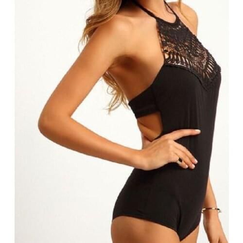 Summer womens Jumpsuit Ladies Tight Bandage Fashion one-piece Suit Casual Tight Halter Beachwear Lace Jumpsuit