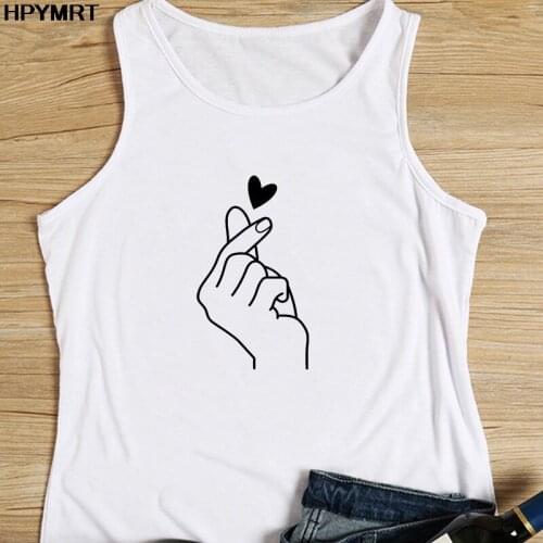 Sexy Vest Women Love gesture Print Lady Tank Tops Womens Graphic New Summer Female Fashion sleeveless Top Clothing Streetwear