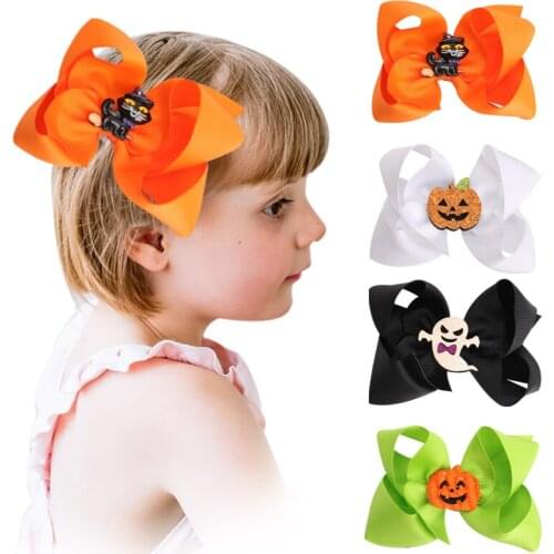 2021 Fashion Halloween Kids Bows Barrettes Girl Pumpkin Hair Clip skull Hairclip Boutique Hairpins Kids Hair Accessories Party