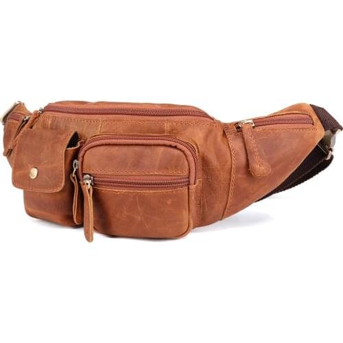 Men Genuine Leather Vintage Waist Bag Bag Messenger Leather Waist Pack Fanny Pack Bum Bag Money Belt Bag 6375