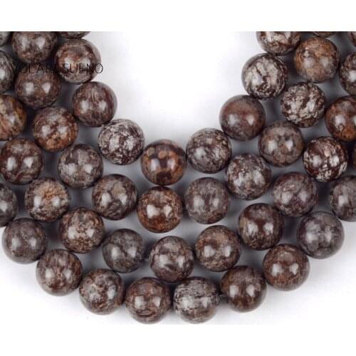 Natural Coffee Snowflake Jaspers Round Loose Beads For Jewelry Making 4-12mm Spacer Beads Fit Diy Bracelet Necklace 15“ Strand