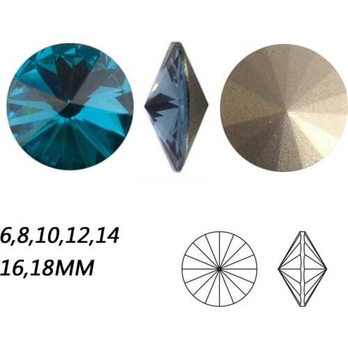 NYMR #1122 All Sizes Blue Zircon Rivoli Sew On Rhinestone Strass Pointback Crystal Glass Fancy Stones For Clothes