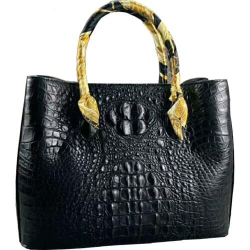 Yuanlai new Single shoulder bag crocodile leather Female bag Big bag business female handbag Zipper bag womenm handbag