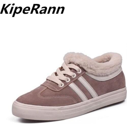 KipeRann new 2018 womens snow boots thick plush winter warm shoes fashion non-slip flat waterproof womens boots running shoes