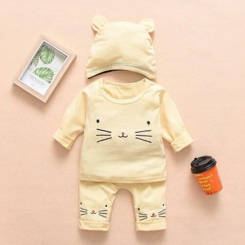 2019 New Winter Newborn Baby Girls Sports Clothes Cat Hooded Sweatershirts+Pants+Hat Casual 3PCS Outfits Set Baby Clothing Sets