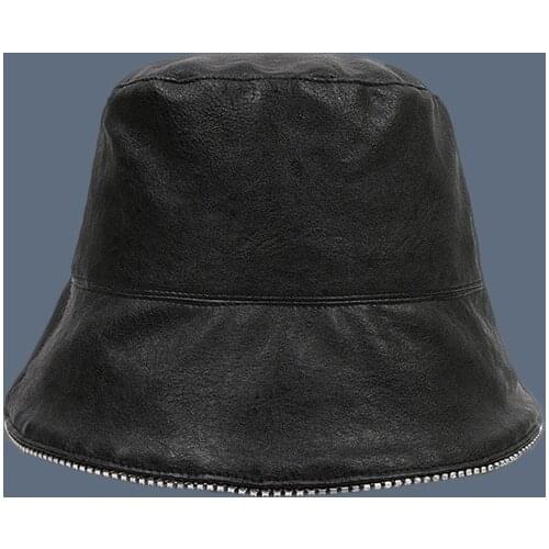 2020 New Bucket Hat PU Leather Sun Cap Fashion Outdoor Rain Hat Women Fishmen Cap waterproof Fisherman Bucket with Simple Brim