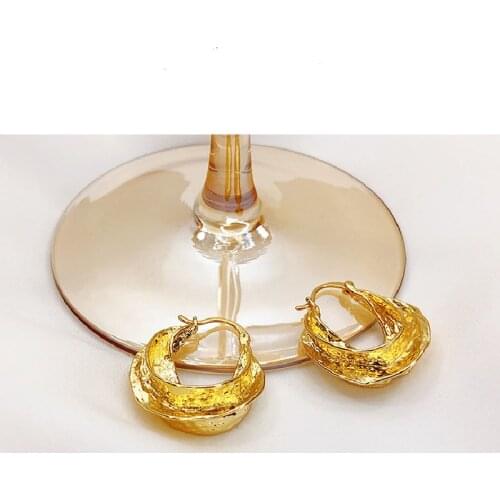 New Fashion Enamel Glaze Dripping Oil Earrings Female European And American Retro Exaggerated Copper Plated 18K Gold