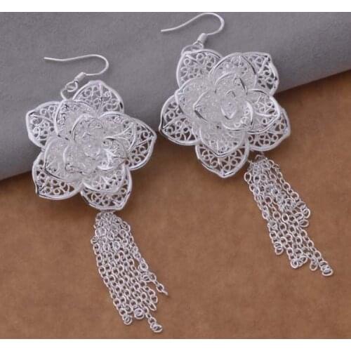 Wholesale Free Shipping Silver Plated Earrings For Women Silver Fashion Jewelry Samll Beautiful Flower Earring/bevajwca GY-AE588